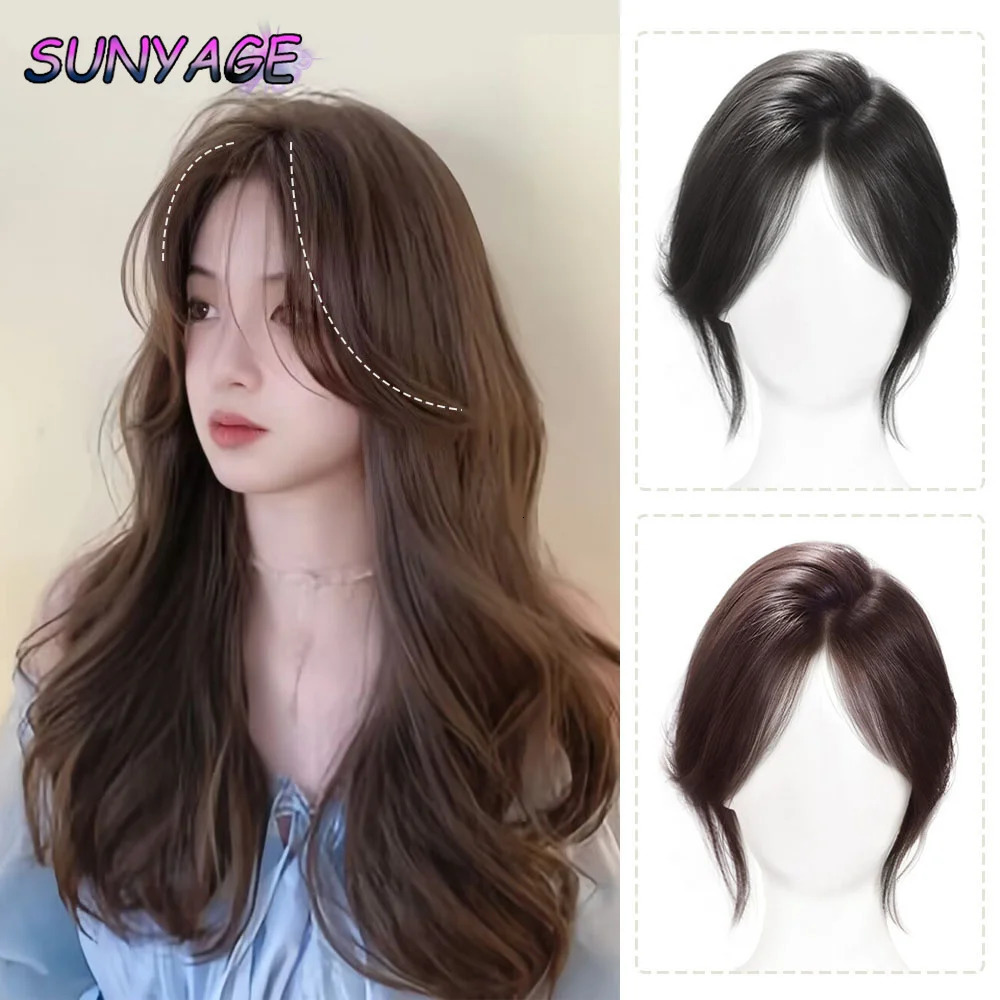 SUNYAGE Synthetic Eight-character Bangs For Women On Top Of Head To Cover White Hair And In Full Bangs 250529