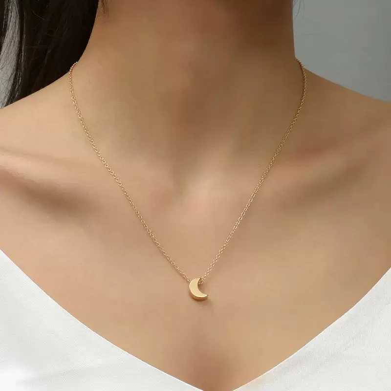 ASONSTEEL High Quality Small Tiny Moon Pendant Necklace For Women Gold Plated Stainless Steel Delicate Choker Waterproof Vintage XJ250604