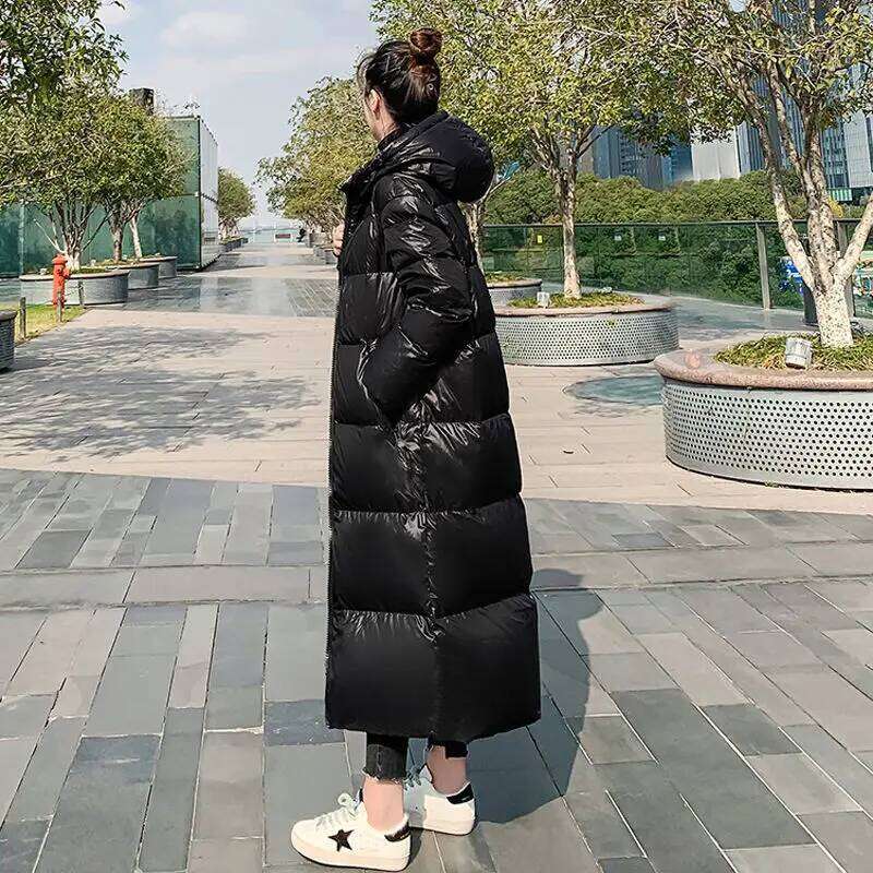 Coats Designer Women 2025 New Thicken Snow Parkas Fashion Windproof Glossy Down Cotton Hooded Women Jacket Winter Loose Long Coat 4Xl Ladies Outwear D