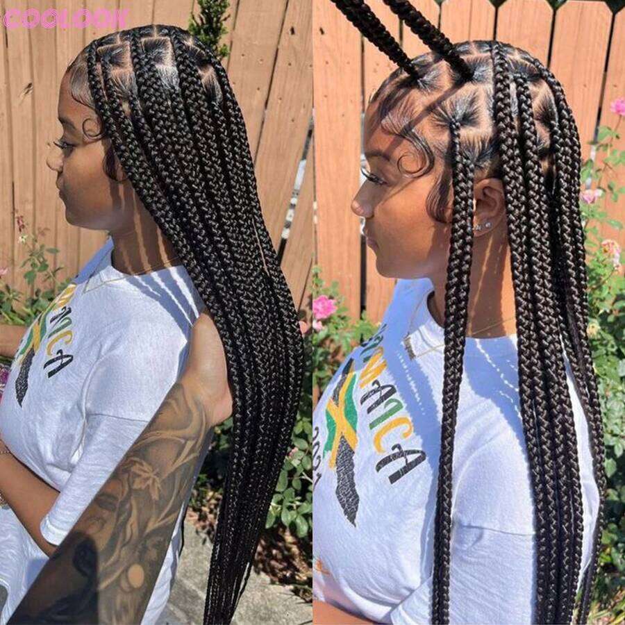 Tribal Synthetic Cornrow Braided Wigs Full Lace 36Inches Knotless Jumbo Box Wig Blonde Colored Braids For Black Women