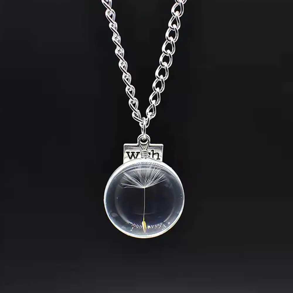 Natural Dandelion Pendant Necklace New Design Ball Transparent Glass Pendant in Bottle Necklace Handmade Fashion Jewelry XJ250604