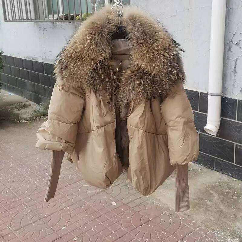2025 winter Real fox White duck padded down jacket Regular fashion warm big fur collar women's coat