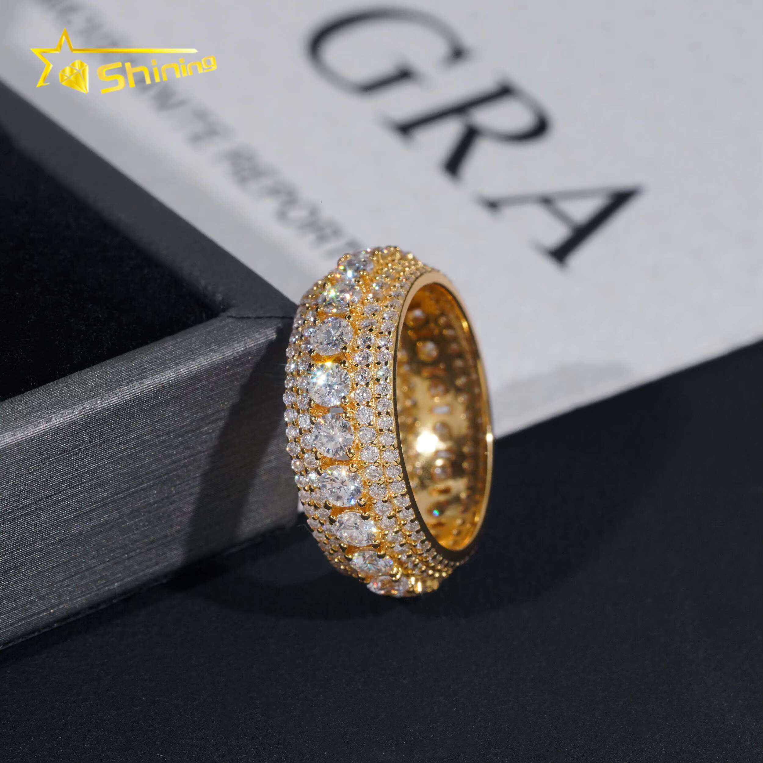 925 Sterling Silver Moissanite Jewelry Iced Out Hip Hop Men Full Diamond Ring Custom Fashion Moissanite Ring