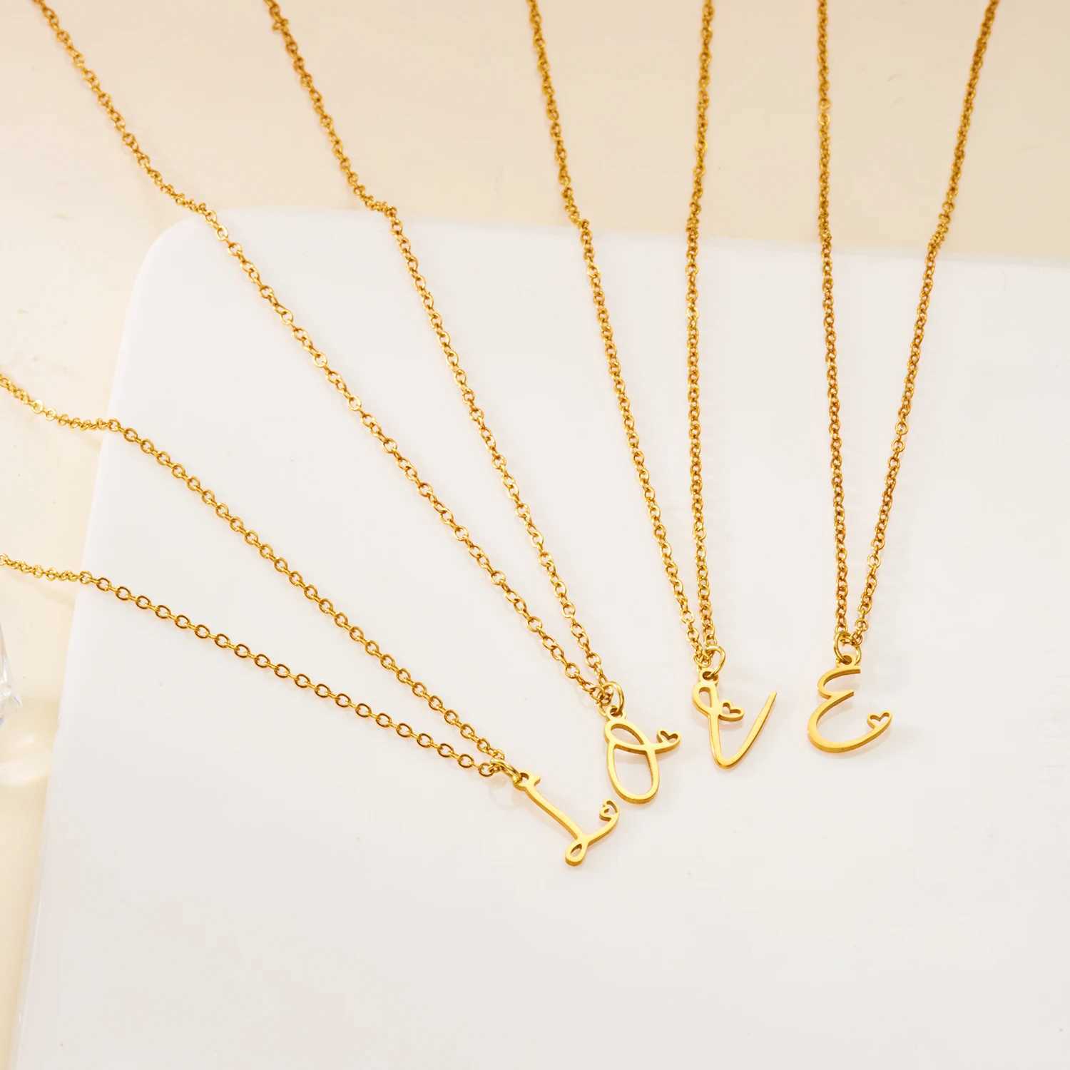 26 Initial Letters Heart Pendant Stainless Steel Necklace for Women Gold Color A-Z Alphabet Choker Chain Birthday Jewelry Gift XJ250604