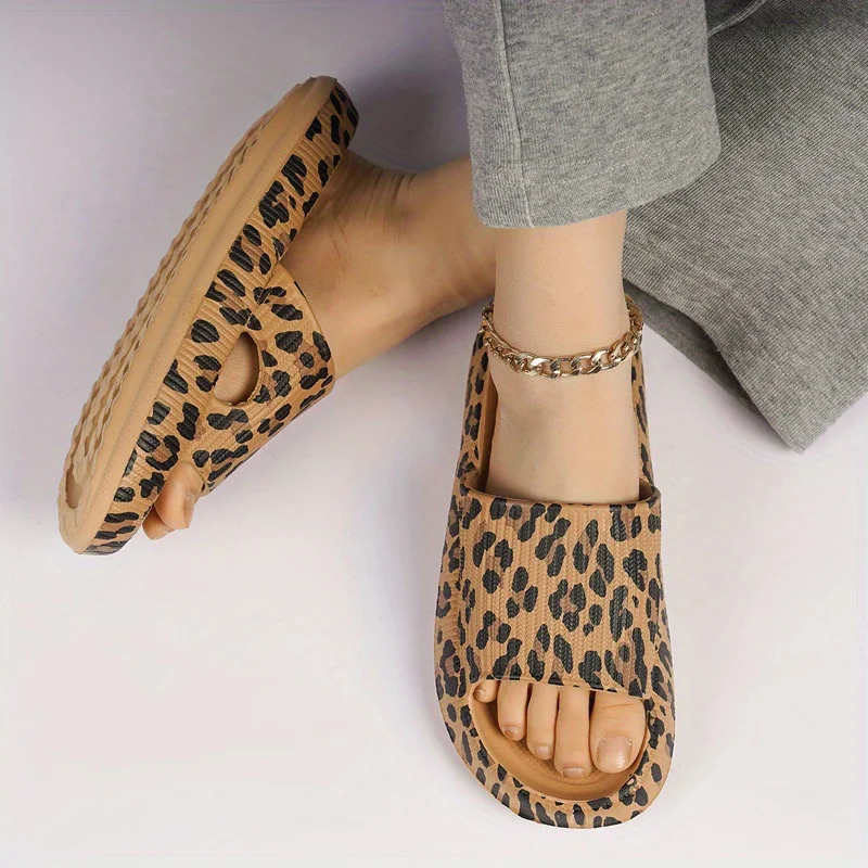 Unisex Summer Slippers Thick Sole Indoor Home EVA Leopard Print Slippers Costume Props 250605