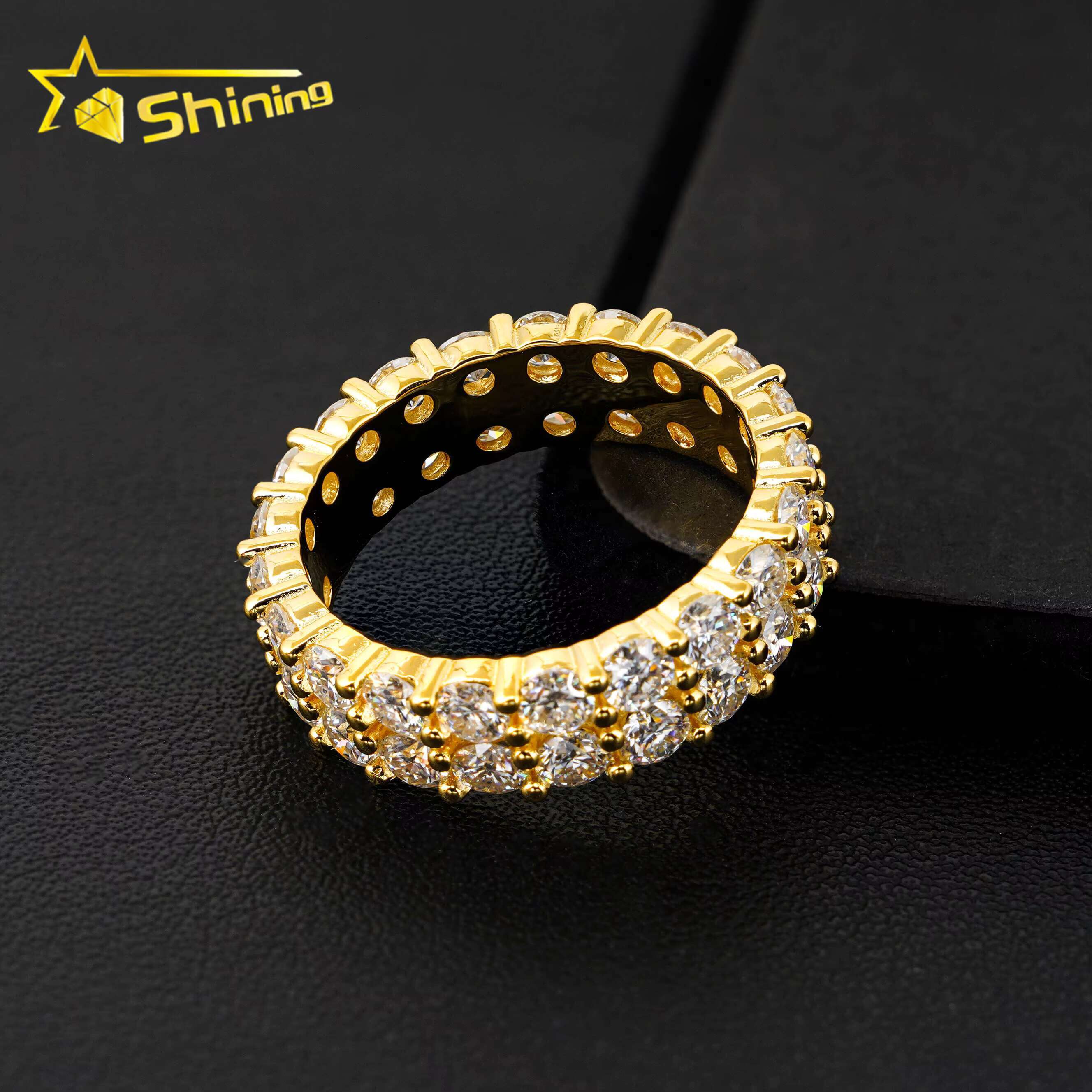 GRA Certificated 925 Sterling Silver 2rows Design Eternity VVS Moissanite Ring Custom Women Wedding Engagement Band Rings