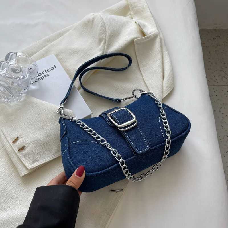 Denim Shoulder Bag Chain Jeans Bags Fi Trend Ladies Messenger Bag HighQuality Underarm Purse Handbag Womens Handbags XJ250605