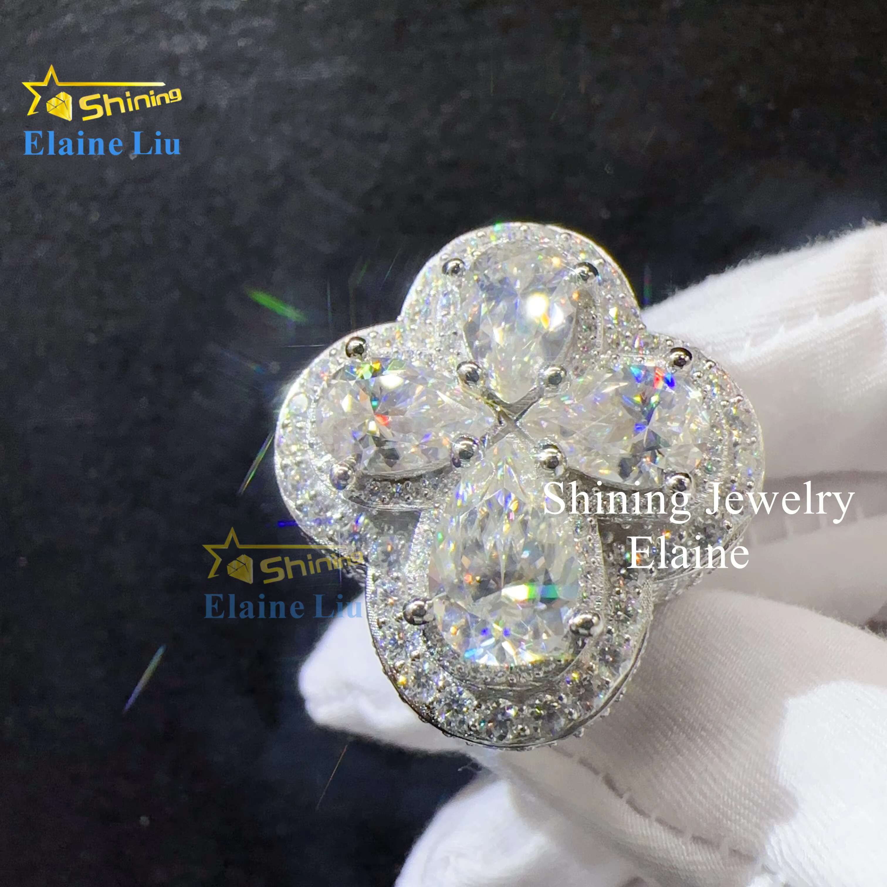 Pass Diamond Tester Sterling Silver Vvs Moissanite Ring 18k Gold Fine Jewelry Rings