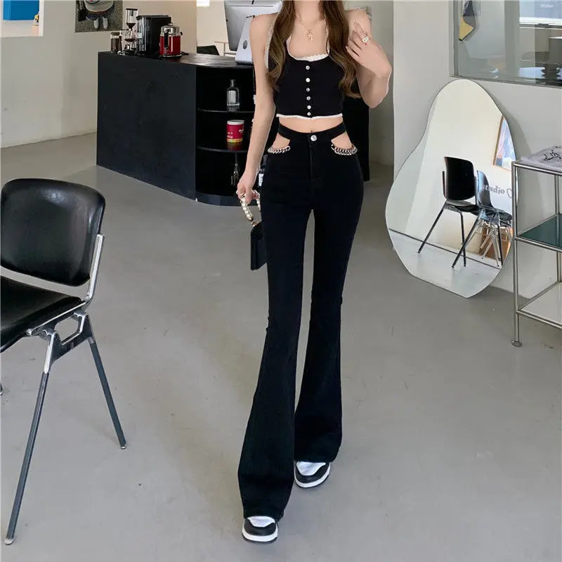 Elasticity Flare Leggings Sexy Low Waist Denim Jeans Pants for Women Trend Skinny Black Long Bell Bottom Woman Tight 250604