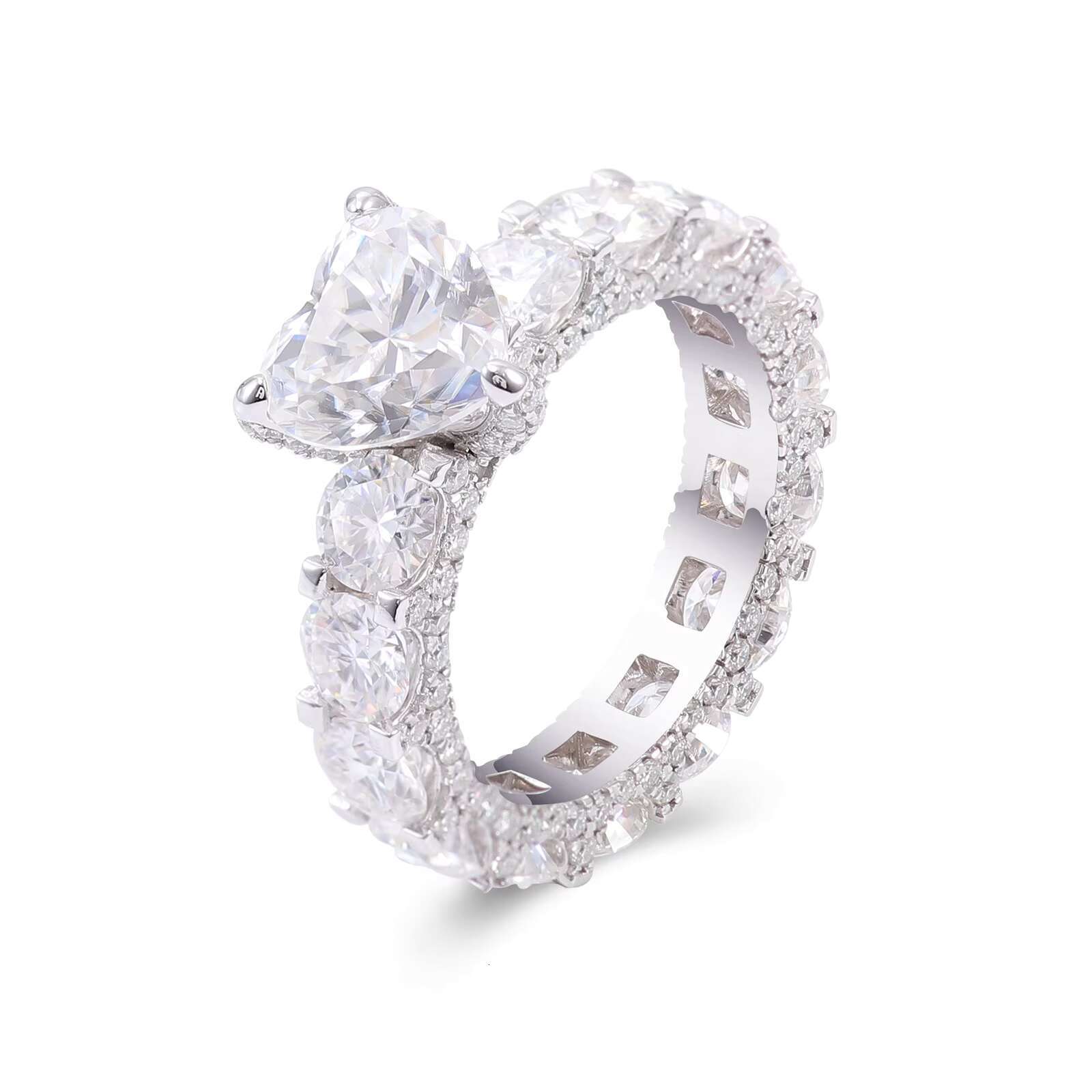 High Quality 14K White Gold Ring DEF Heart Shape VVS 2.8ct White Moissanite Diamond Ring Engagement Wedding for Women