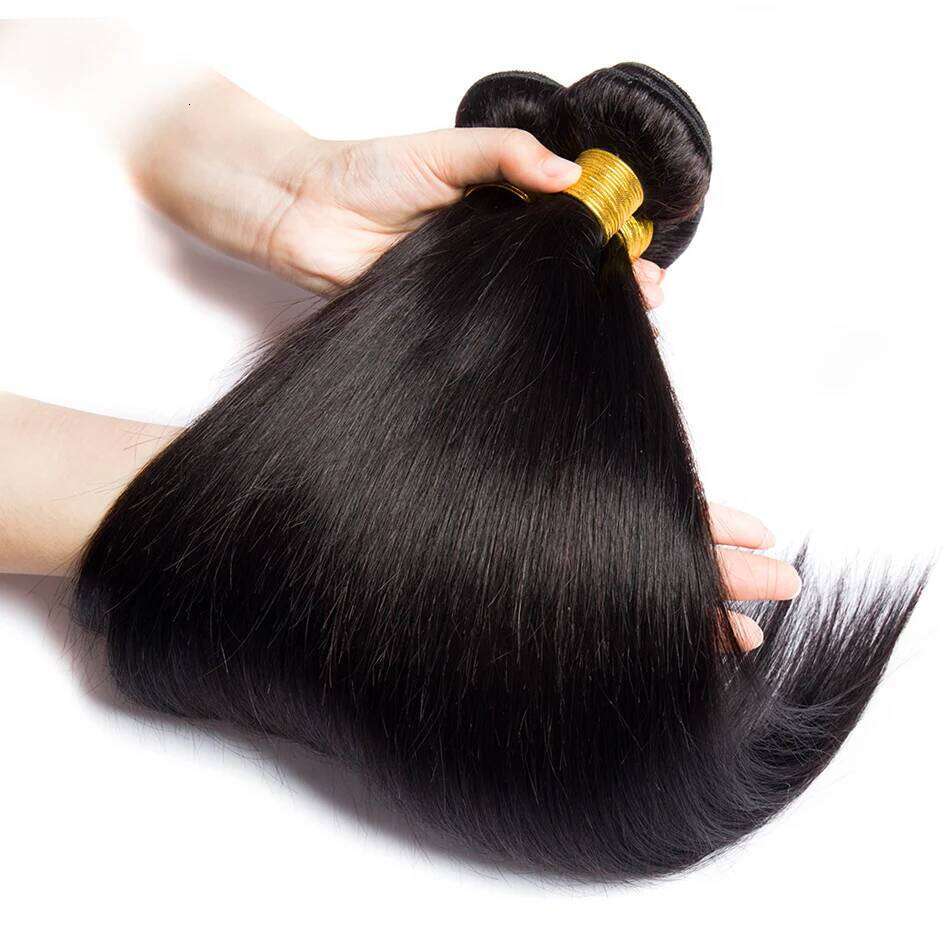 Alibele Hairc 6x6/ 5x5 HD Brazilian Long Human Hair Weave Bundles With 4X4 Lace Closure Black Color