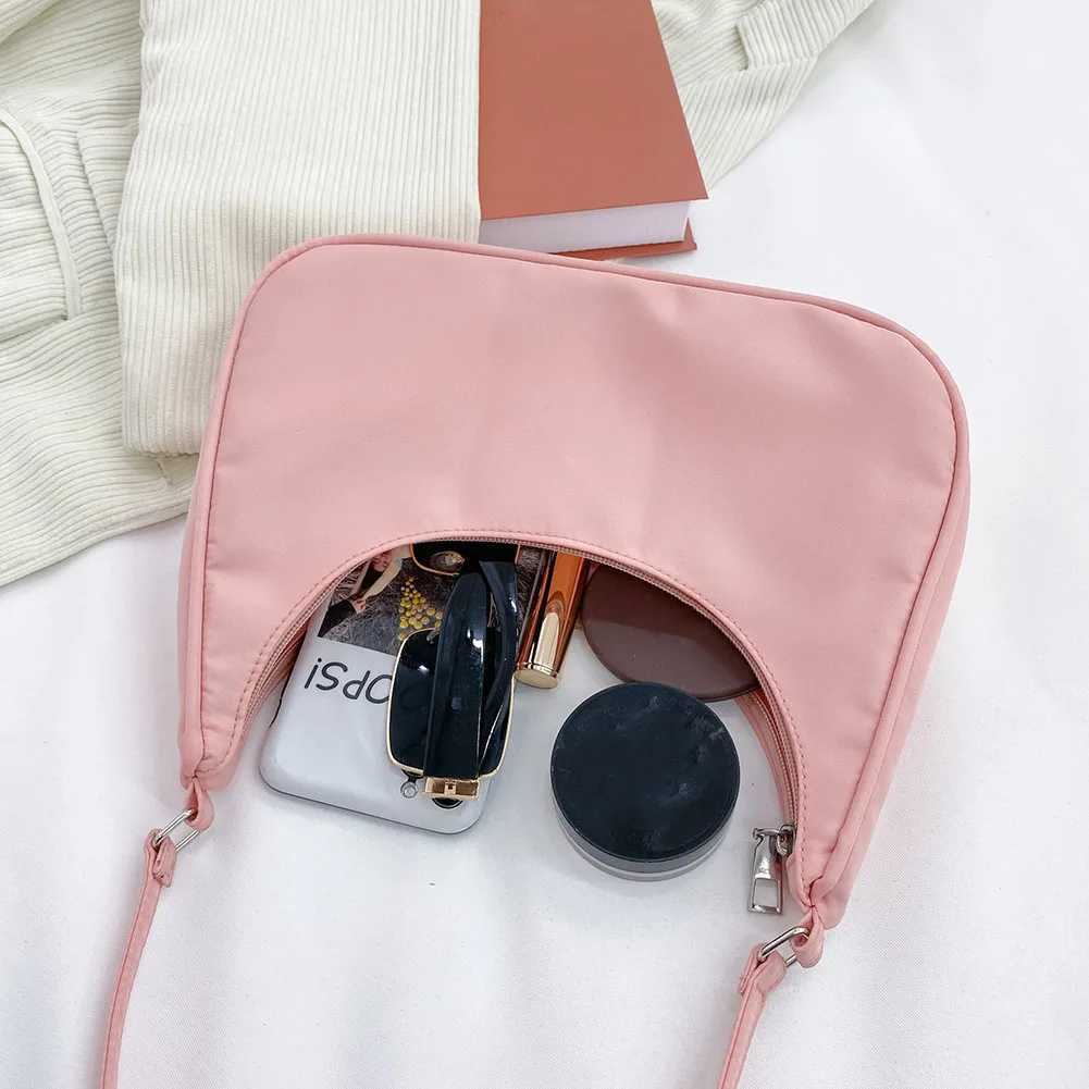 New Vintage PU Leather Casual Nylon Women Small Underarm Shoulder Bags Female Daily Simple Solid Color Pleated Handbags XJ250605