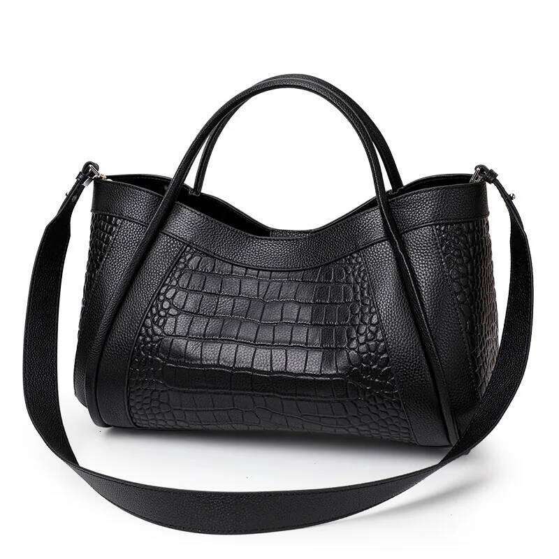 Aidrani New Women's Crocodile Pattern Handbag Simple Elegant High Quality Cowhide Mother And Child Bag 2025/06/05