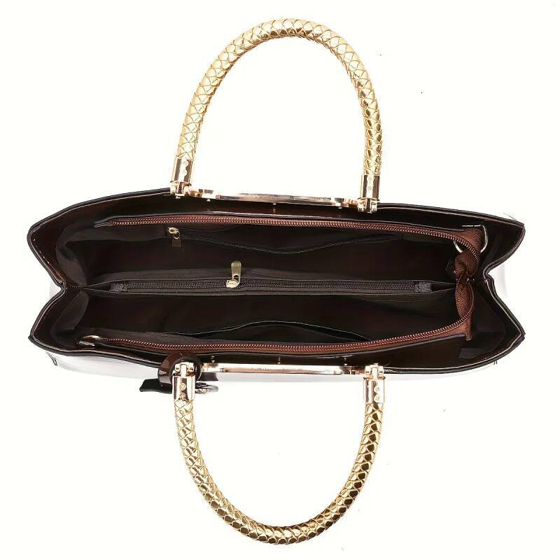 Elegant ladies' evening handbag - shoulder bag, patent glossy PU leather crossbody bag