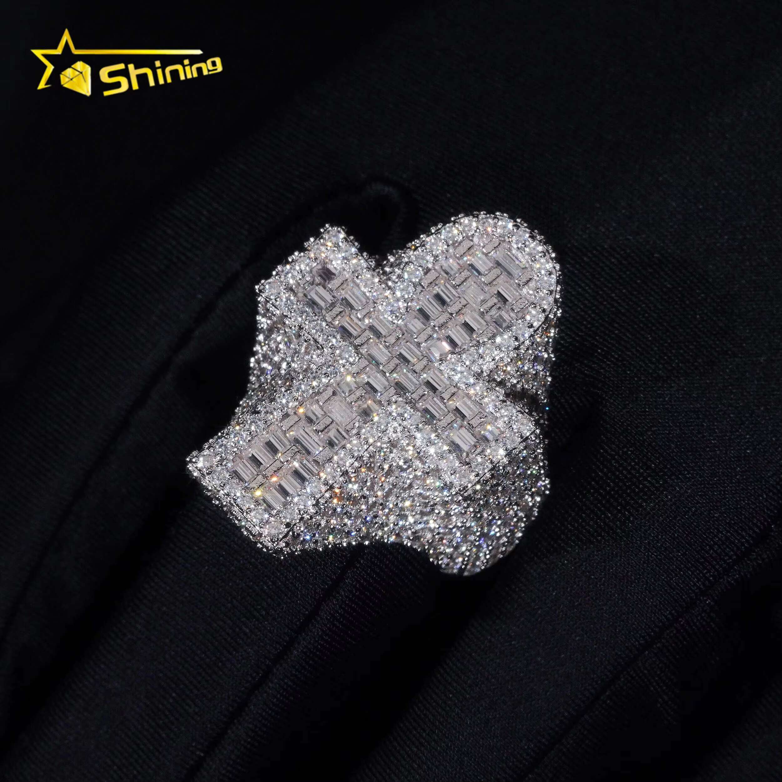 Promotion GRA Certificate 925 Sterling Silver Gold Plated Hip Hop Jewelry VVS Diamond Moissanite Hip Hop Cross Men Ring