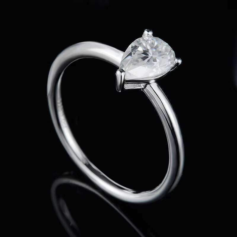 Luxury Pear Cut Moissanite Silver Jewelry Fancy Wedding Solitaire Ring Sterling S925 Rings
