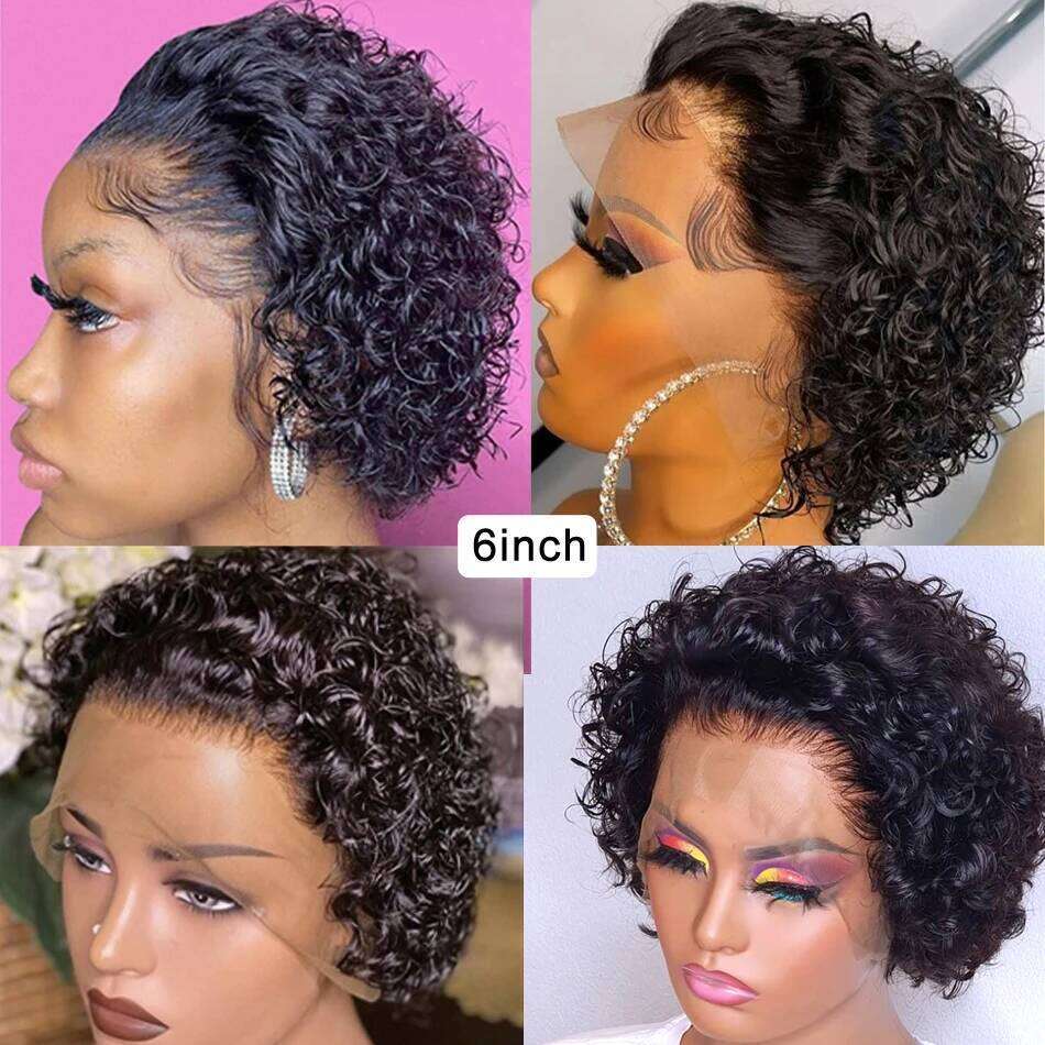 Unice 13x1 Lace Pixie Cut Wig 100% Human Hair Short Curly for Women Wavy Afro Wigs
