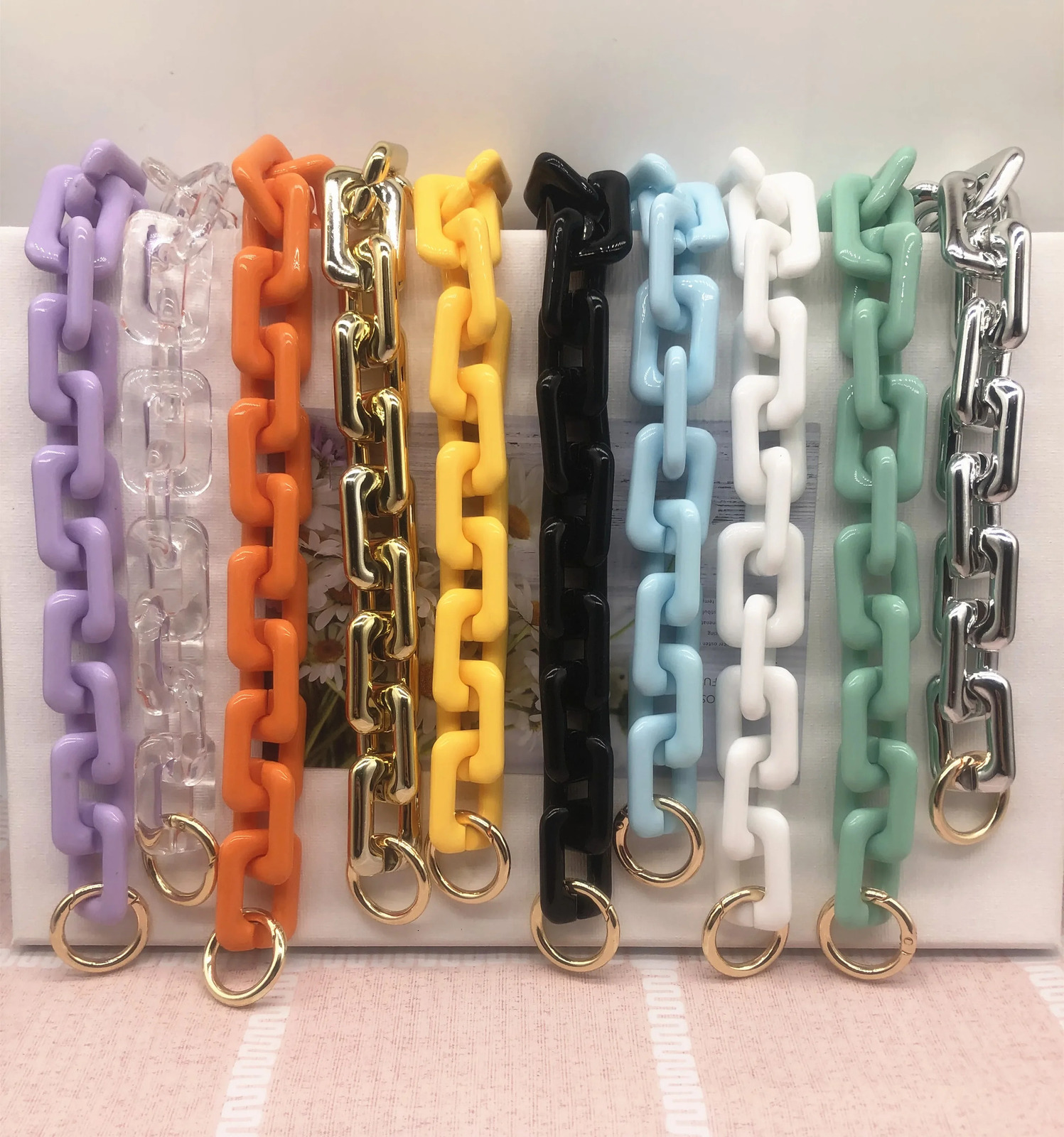 Fashion Thick Chains Colorful Big Strap Candy Acrylic Chain For Women Bags Big Handle Shoulder Crossbody Straps Bag Decoration 250528