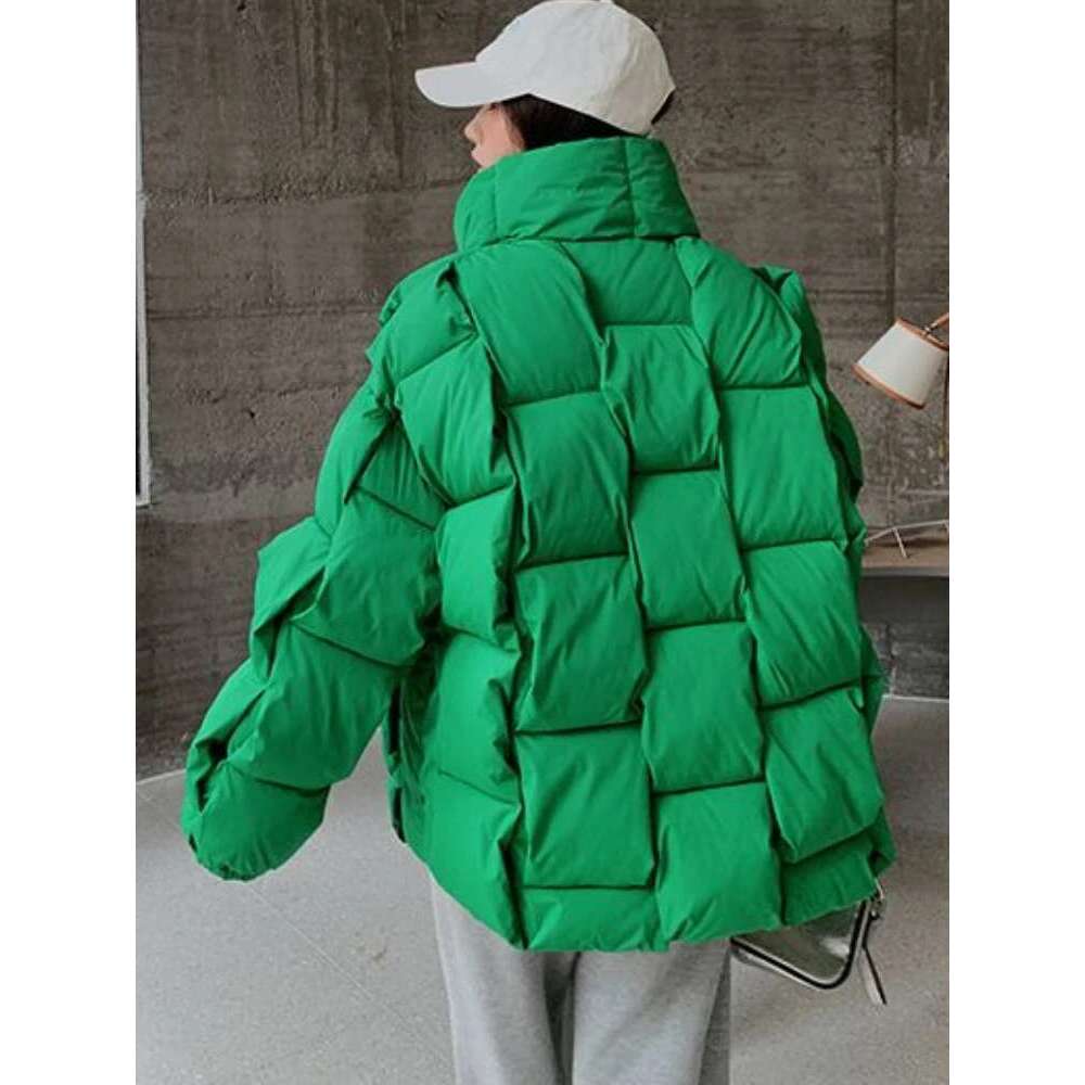 Coats Designer Women For Women Three-Dimensional Plaid Woven Fashion Coat Solid High Street Warm And Thick 2023 Winter New Down Jacket Designer