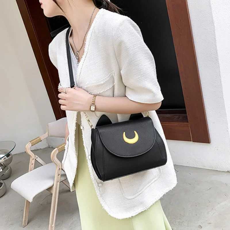 Summer Sailor Mo Ladies Handbag Black Luna Shape Chain Shoulder Bag PU Leather Women Messenger Crossbody Small Bag Purses XJ250605