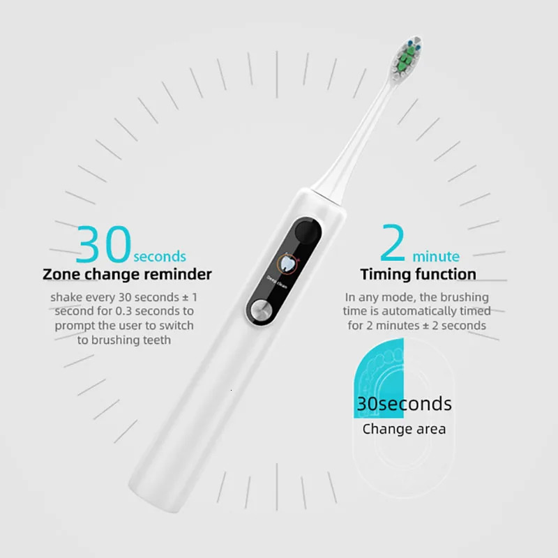 Intelligent Magnetic Suspension Ultrasonic Electric Toothbrush Rechargeable Soft Bristles Waterproof Screen Visualization DIY 250604