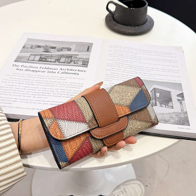 New Trendy Women's Long Wallet Patchwork Classic Fashion Money Clip Multi-Card Slot Card Holder