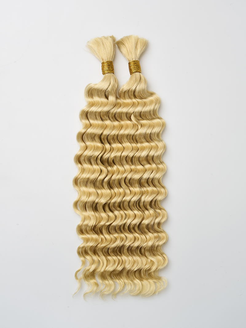 100% human braiding hair for Boho Braids 18 Inch 100g 2 Bundles Deep Wave Bulk No Weft 10A Curly Human Hair bulk unprocessed brazilian hair