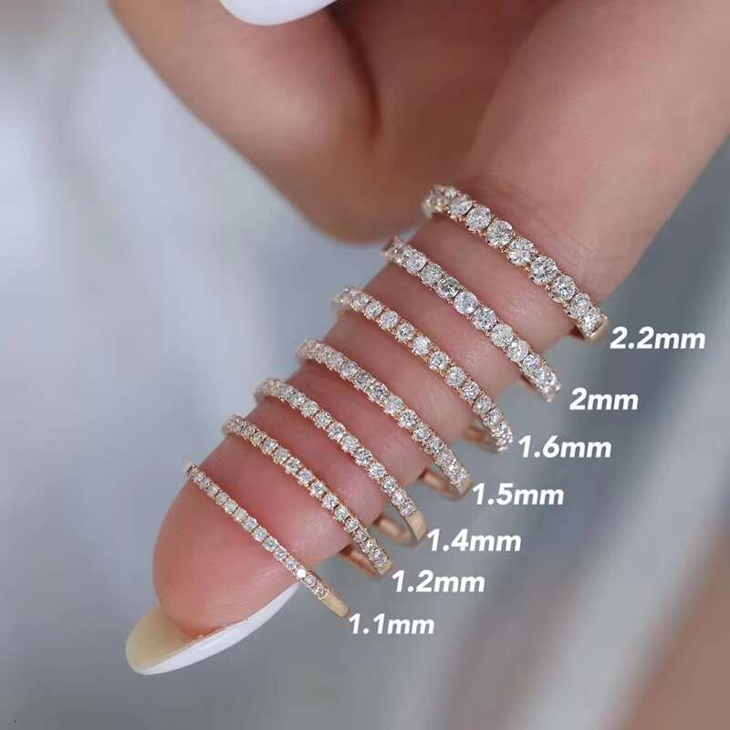 Tiny Wedding Band in 10K Gold Half D Colored Moissanite Eternity Band