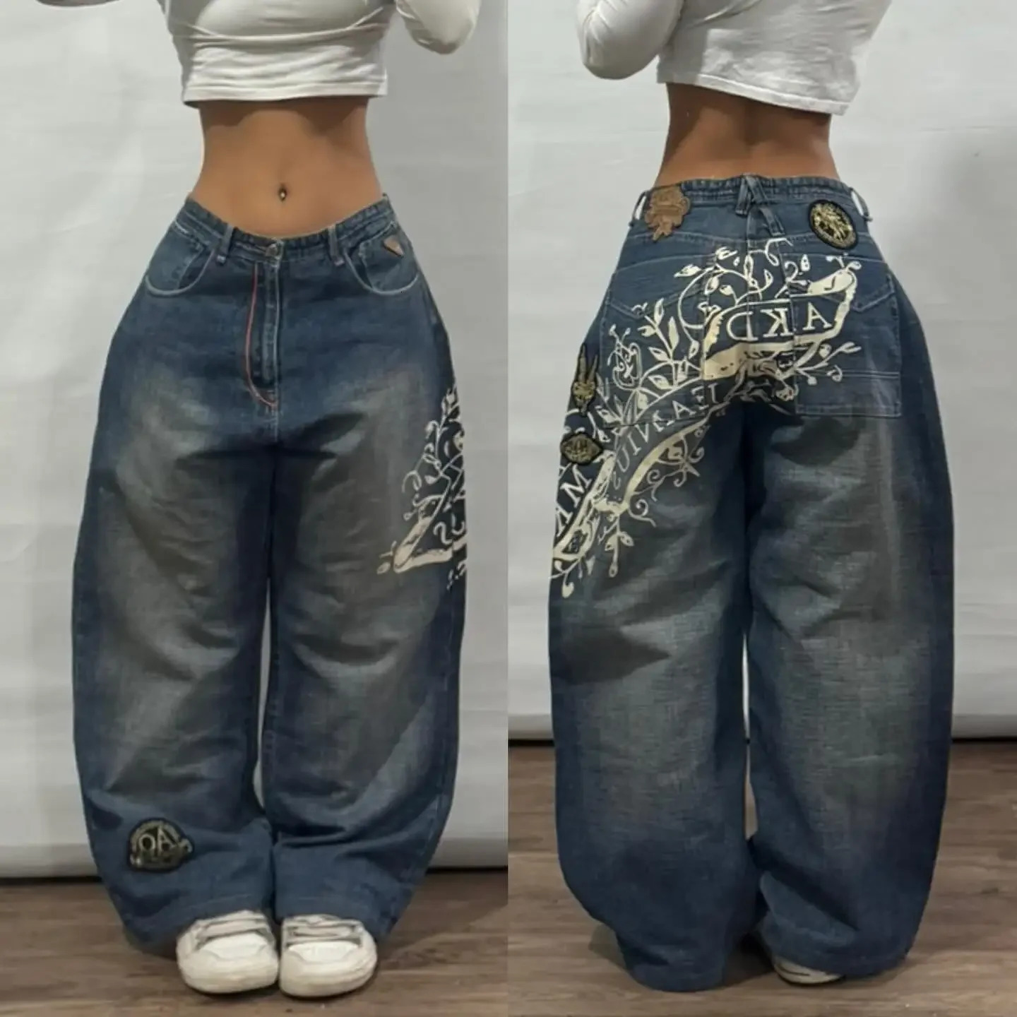 American Fashion Trend Clearance Spot Special Loose Jeans Women Street Y2K Hip Hop Joker Oversized Wideleg Pants Mopping Jeans 250604