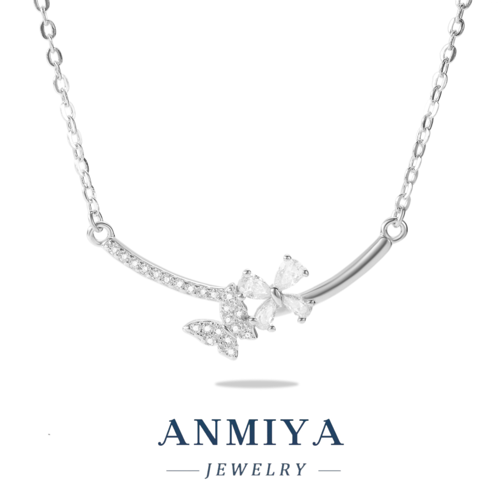 Custom Trendy Anti-Oxidized Silver Jewelry Adjustable 925 Necklace with Butterfly and Floral Flower Pendant for Daily Accessories