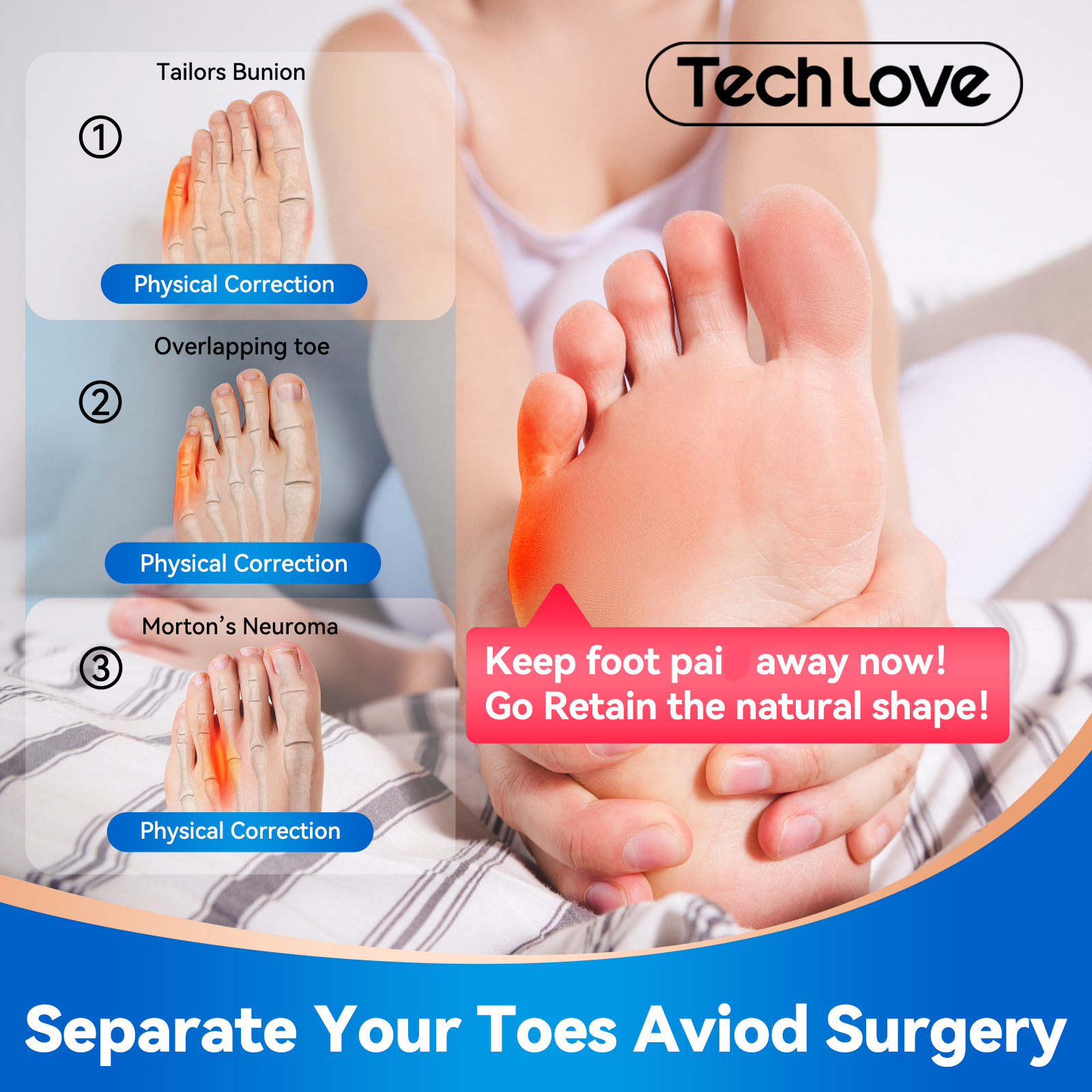 Gel Toe Separators for Overlapping Toes, Bunions, Big Toe Alignment, Corrector and Spacer