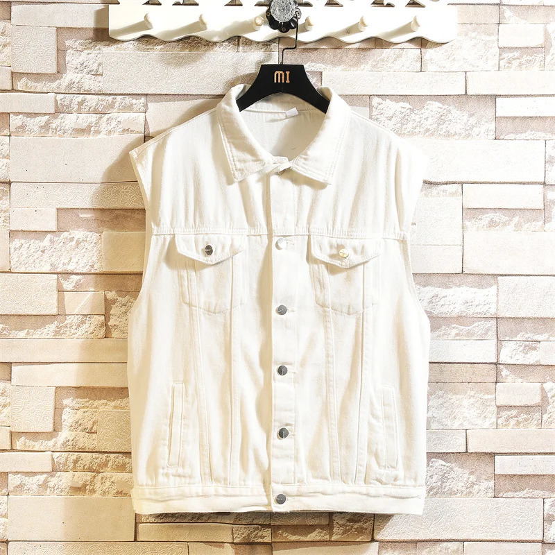 Denim Vest Men Sleeveless Jacket Casual Waistcoat Solid Color Jean Coat Male Streetwear Mens Clothing 2025 250605Z