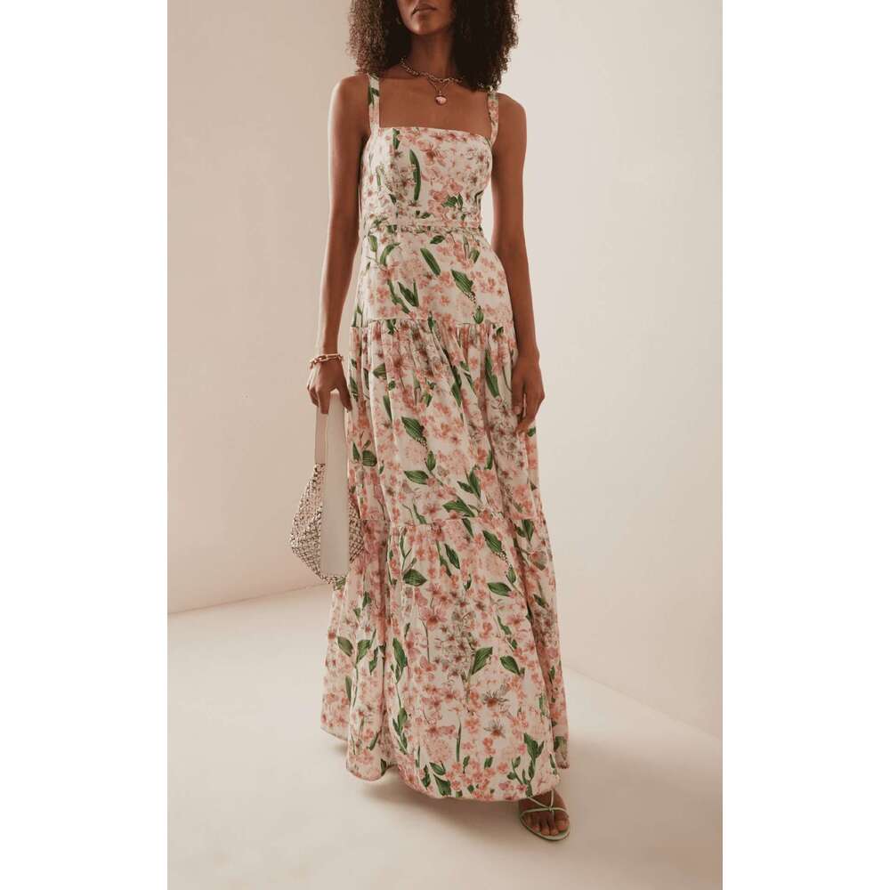 Women's Fashion Spring Summer New Sweet And Spicy Style Strap A-Line Floral Cake Dress B5