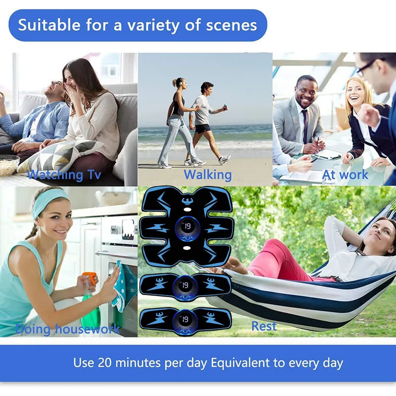 EMS Muscle Stimulator Abdominal Trainer Abs Toner Arm Belly Leg Exercise Workout Lose Weight Fat Burn Home Gym Fitness Equipment 250604