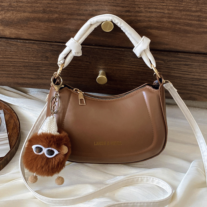 designer Bag for Women 2025 Spring New Niche Solid Color Texture Simple Single Shoulder Crossbody Casual Bag Stylish Crescent Bag