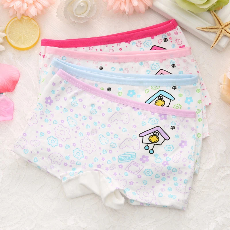 4 Pieces/Lot 2-10Y Children Underwear Cotton Girls Panties Cute Cat Pattern Kids Boxer Briefs Child Soft girl Pants 250604