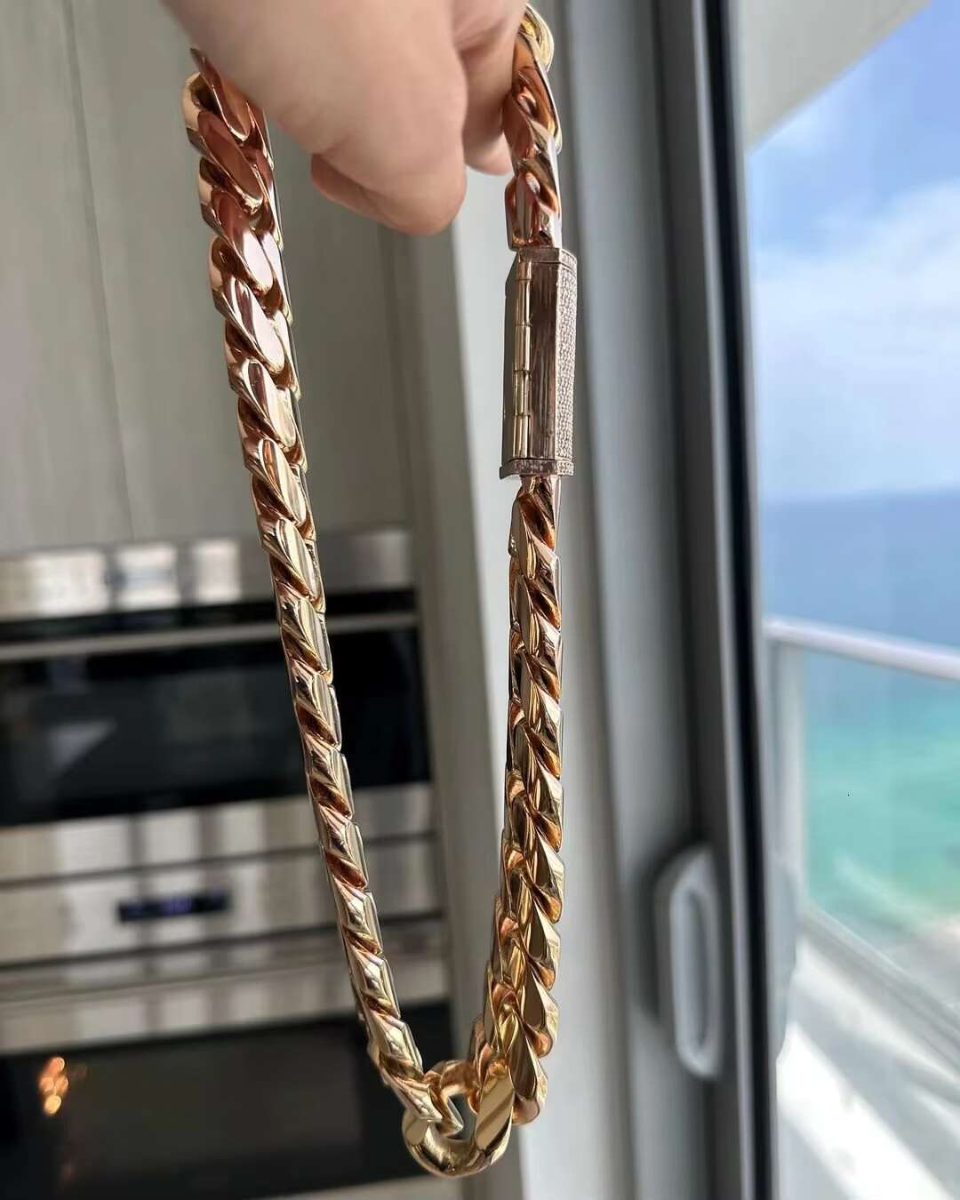 18k Gold Plated Moissanite Diamond Clasp Plain Cuban Chain Hip Hop Solid 925 Sterling Silver Cuban Chain Luxury for Men/Women