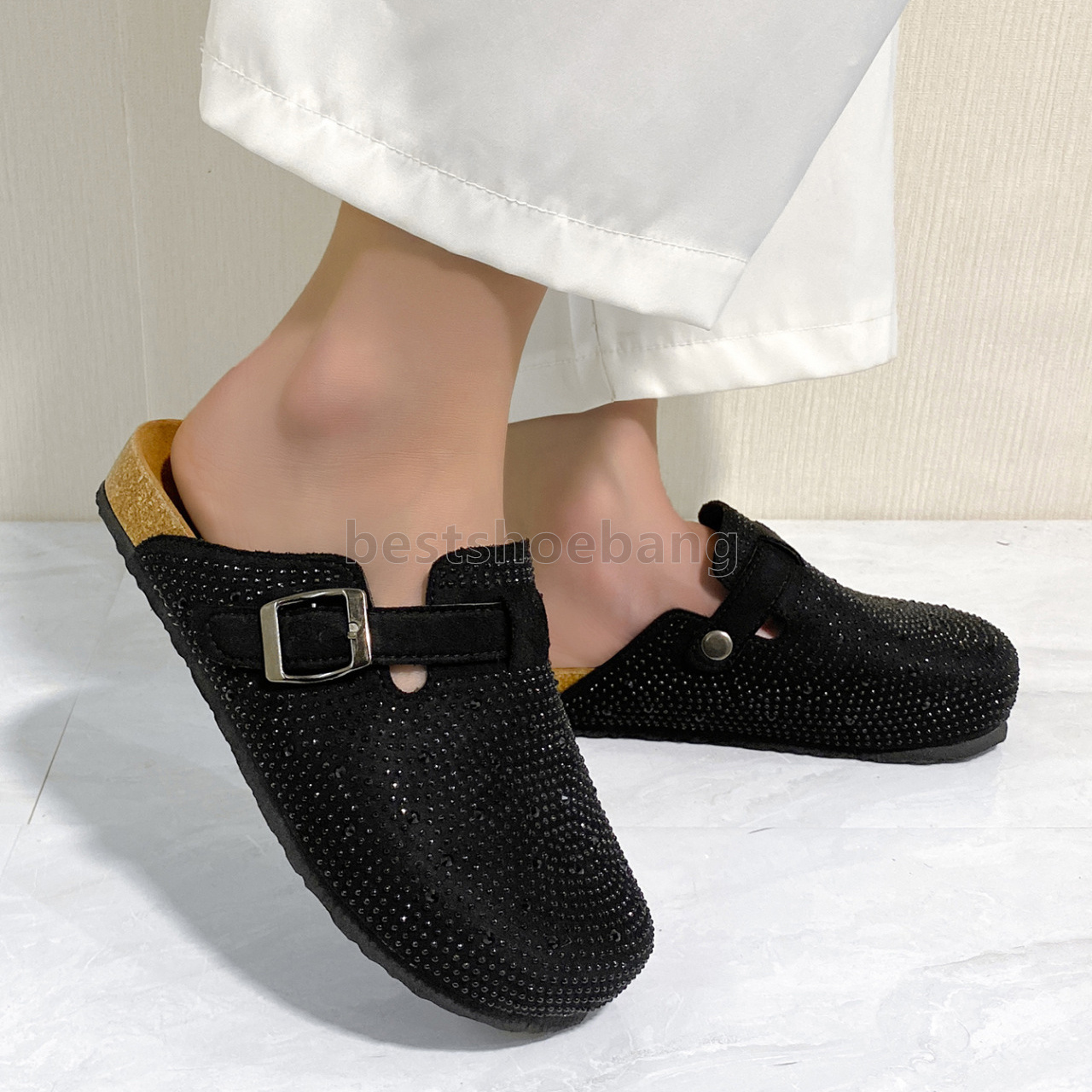 new designer sandals summer flat heels clogs slippers for women sandal fashion beige black crystal glitter luxury sandale soft-soled comfort classic p