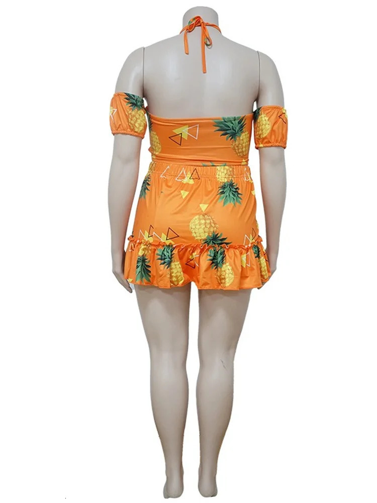 Wmstar Plus Size Dress Sets 2 Piece Outfits Slip Crop Top and Skirt Sexy Summer Beach Matching Suit Wholesale Drop 2024 250603