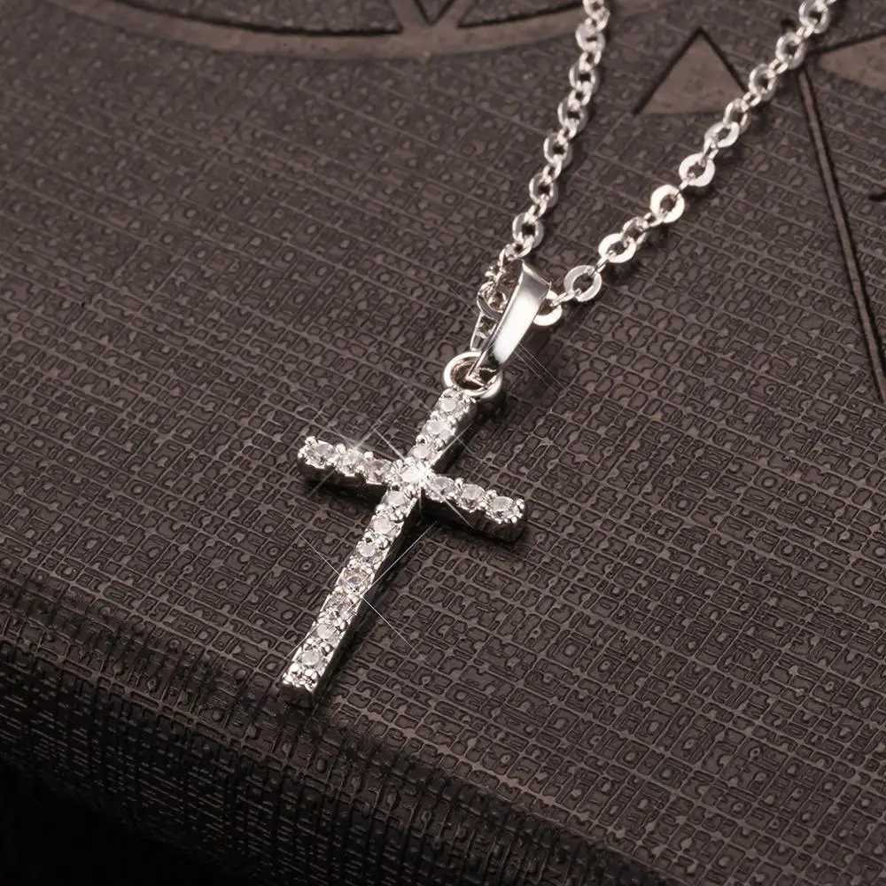 Fashion Female Cross Pendants dropshipping Gold Black Color Crystal Jesus Cross Pendant Necklace Jewelry For Men/Women Wholesale XJ250604