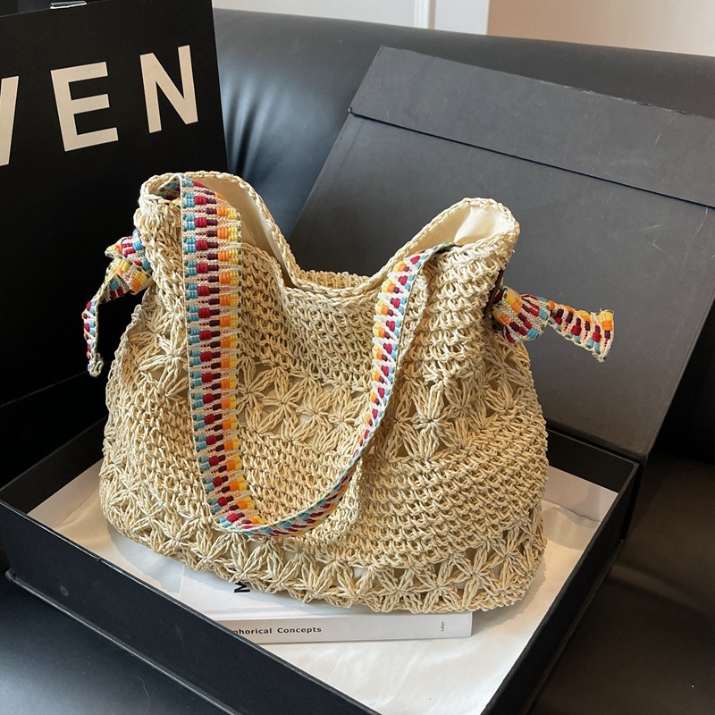 Lazy style straw bag women's autumn new multifunctional shoulder bag beach vacation bag designer women's crossbody bag