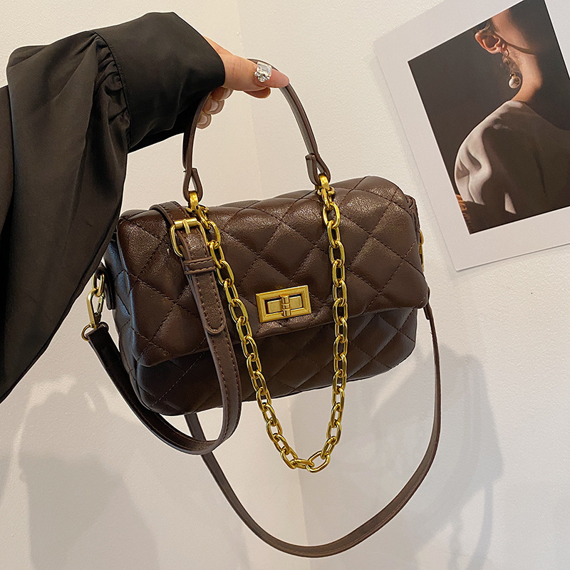 Free Shipping Designer Bag Chain 2025 New Korean Style Trendy Lingge Fragrant Postman Handheld Single Shoulder Diagonal Cross Women's Bag