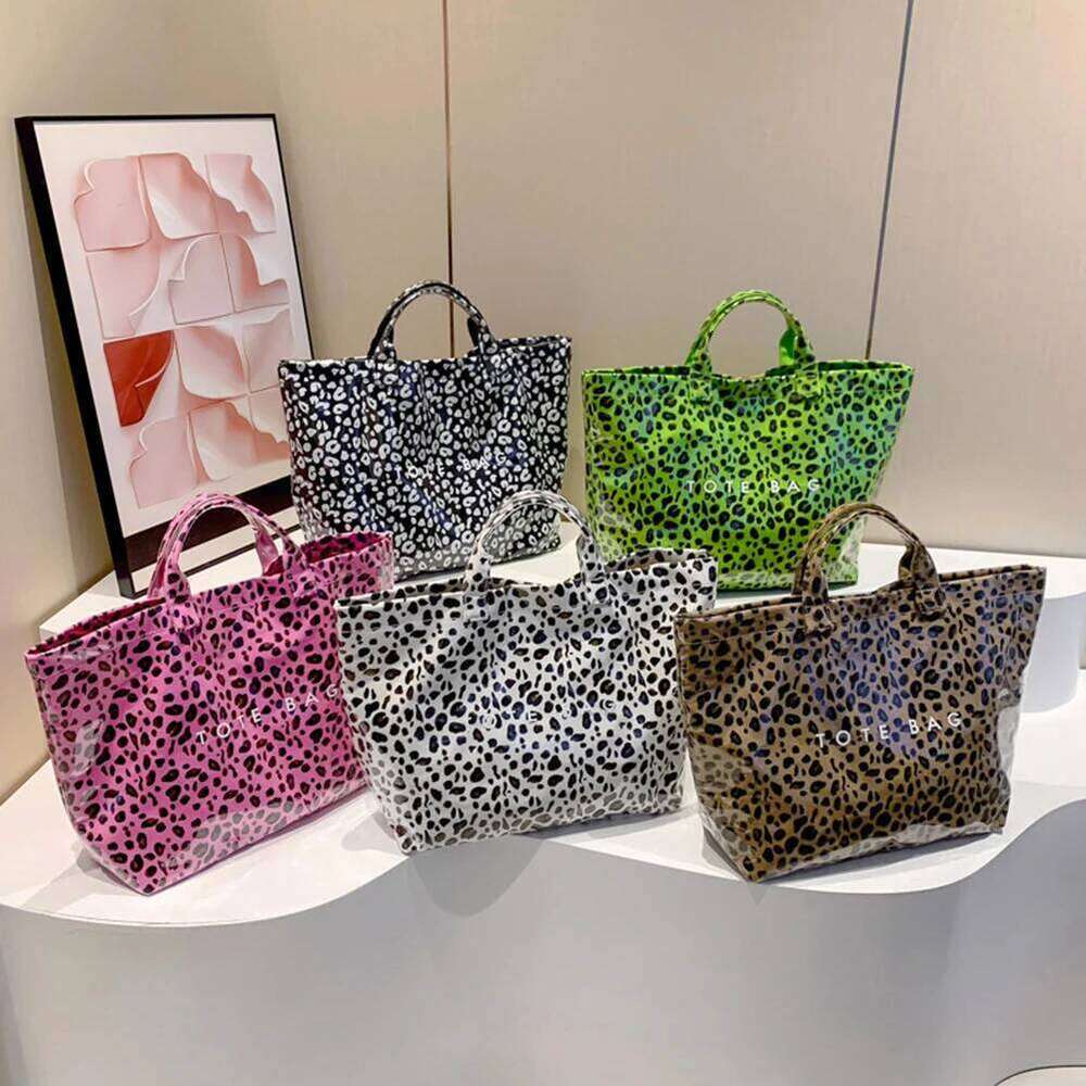 Women's Bags Designer Fashion Large Capacity Leopard Pattern Tote Bag PVC Fashionable Soft Simple Trendy Handbag