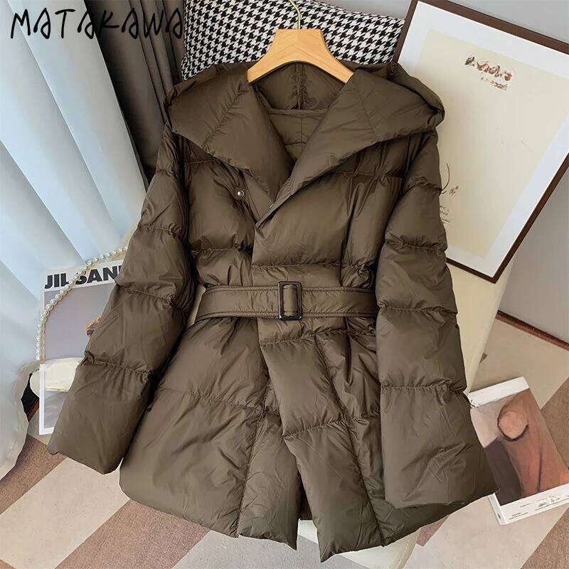 Coats Designer Women Matakawa Hooded Autumn Winter Jackets Women Korean Fashion Thick Warm Vintage Parkas Coats Solid Basics Simple Chaquetas Designer