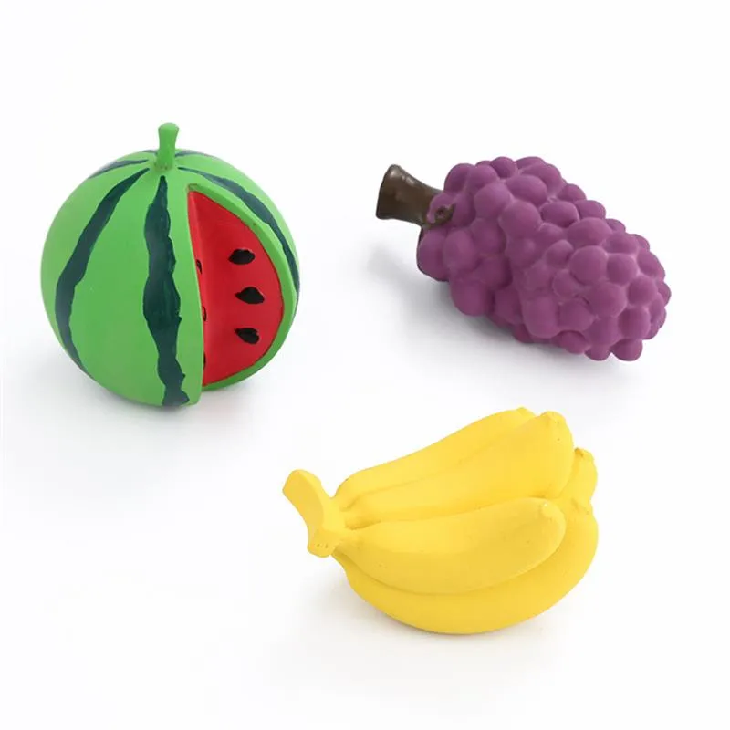 Latex Pet Sound Chew Toy Interactive Pet Bite Toys Creative Fruit Shape Pet Squeaky Toy Pet Supplies Dog Favors 3pcs/Pack