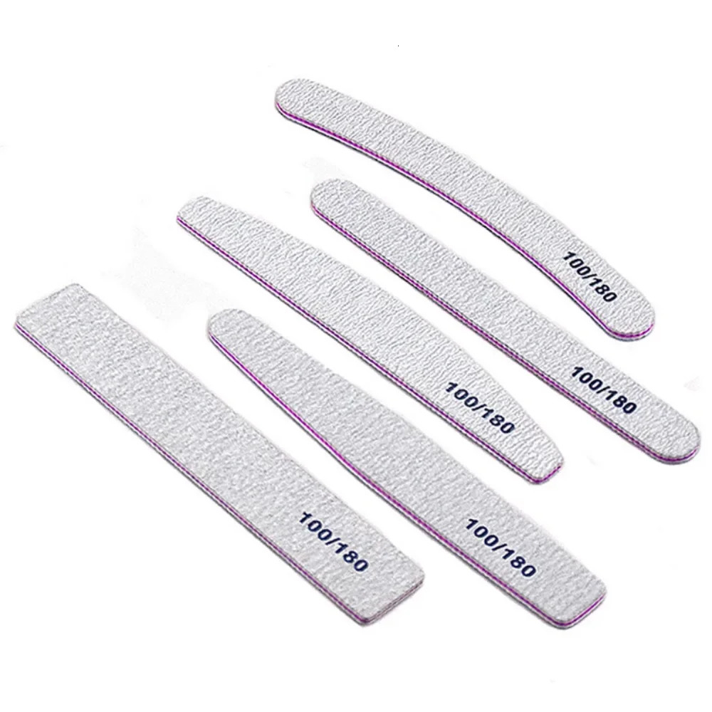 25/50Pcs Grey Sandpaper Nail File 100/180 Double Sided Buffer Block Polisher Pedicure Manicure Nail Art Files Nails Accesorios 250605