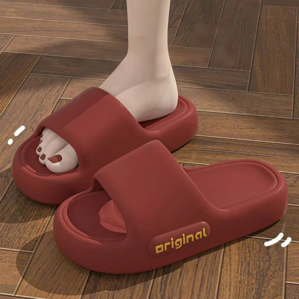 Summer Platform Cloud Slippers Women Comfy Solid Color Soft Sole EVA Pillow Slides Woman Couple Non Slip Beach Flip Flops 250605