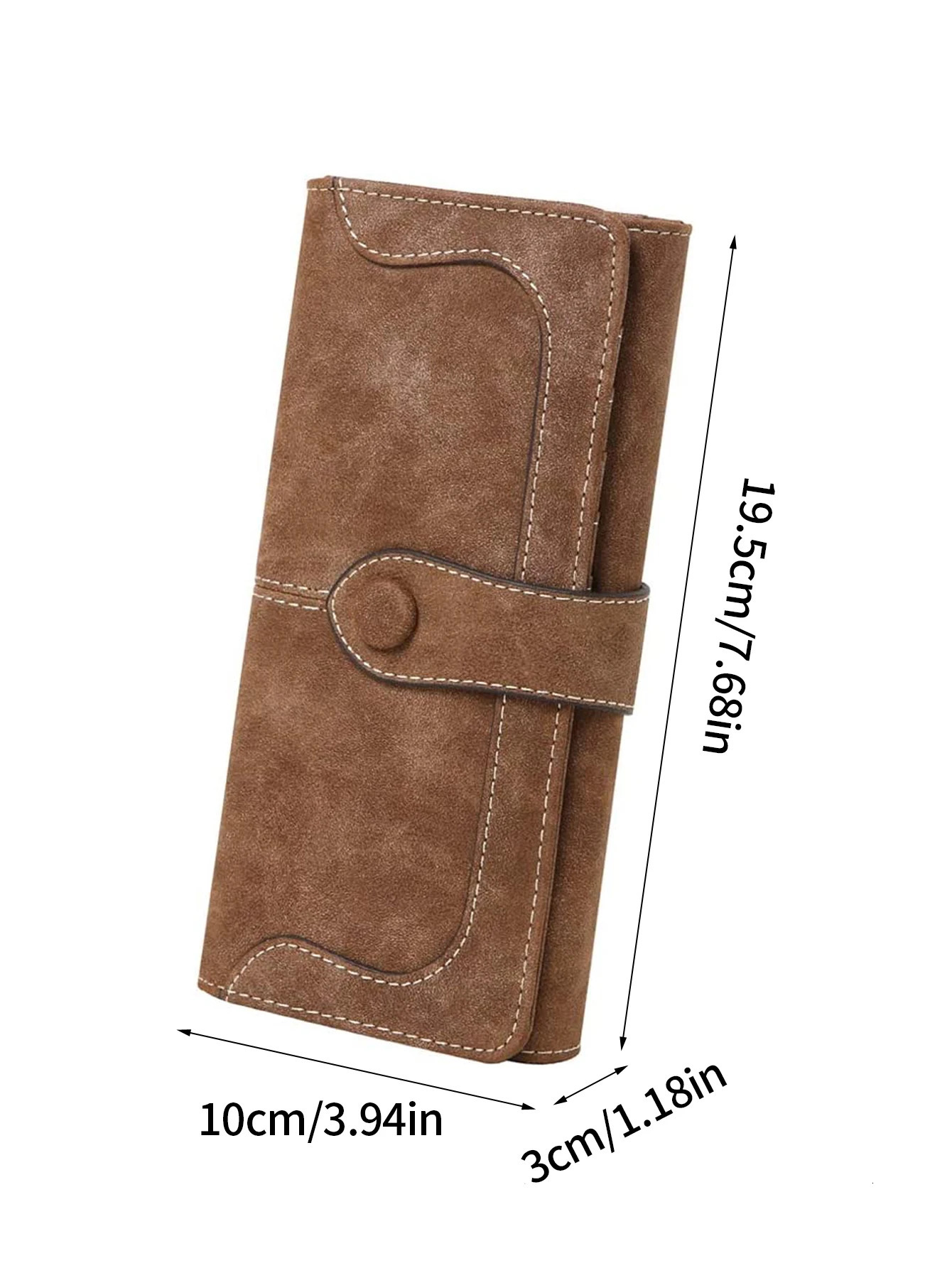 Retro frosted PU leather womens long wallet fashionable double fold zipper buckle large capacity multi card slot handbag 250605