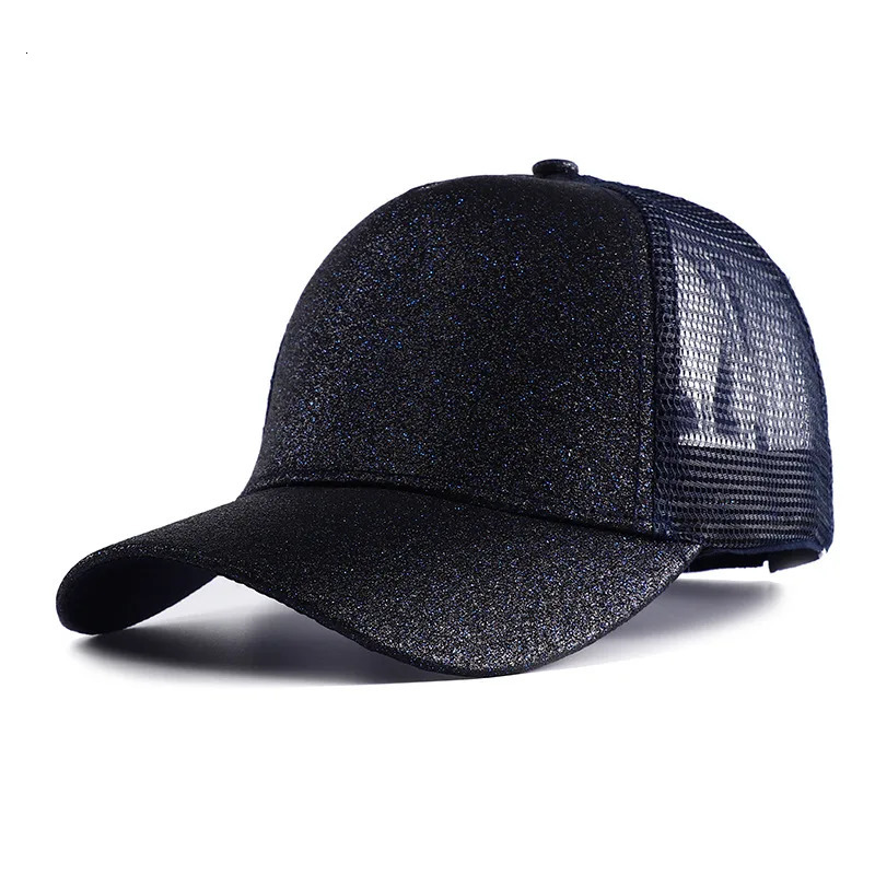 Summer Glitter High Ponytail Baseball Cap Female Hat Casual Black White Pink Mesh Trucker Caps for Women Gorra 250603