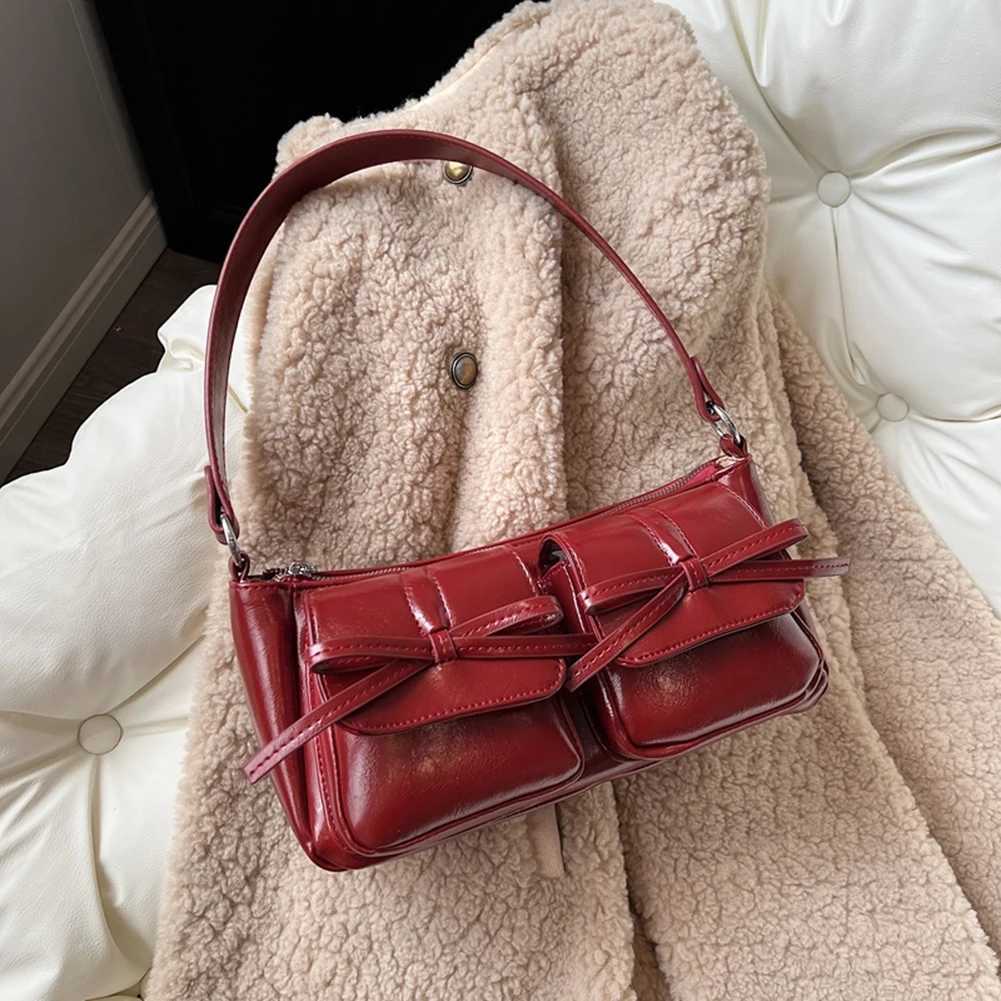 Female Y2k Shoulder Bag Double Pockets Versatile Armpit Bag PU Leather Trendy Shoulder Bag Travel Shopping Work Date Bag XJ250605